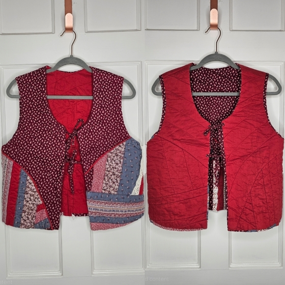 VTG Quilted Patchwork Reversible Vest - Picture 2 of 16